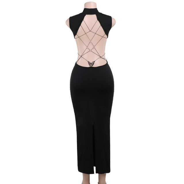 Backless Bandage Bodycon Maxi Dress for Women Y2K