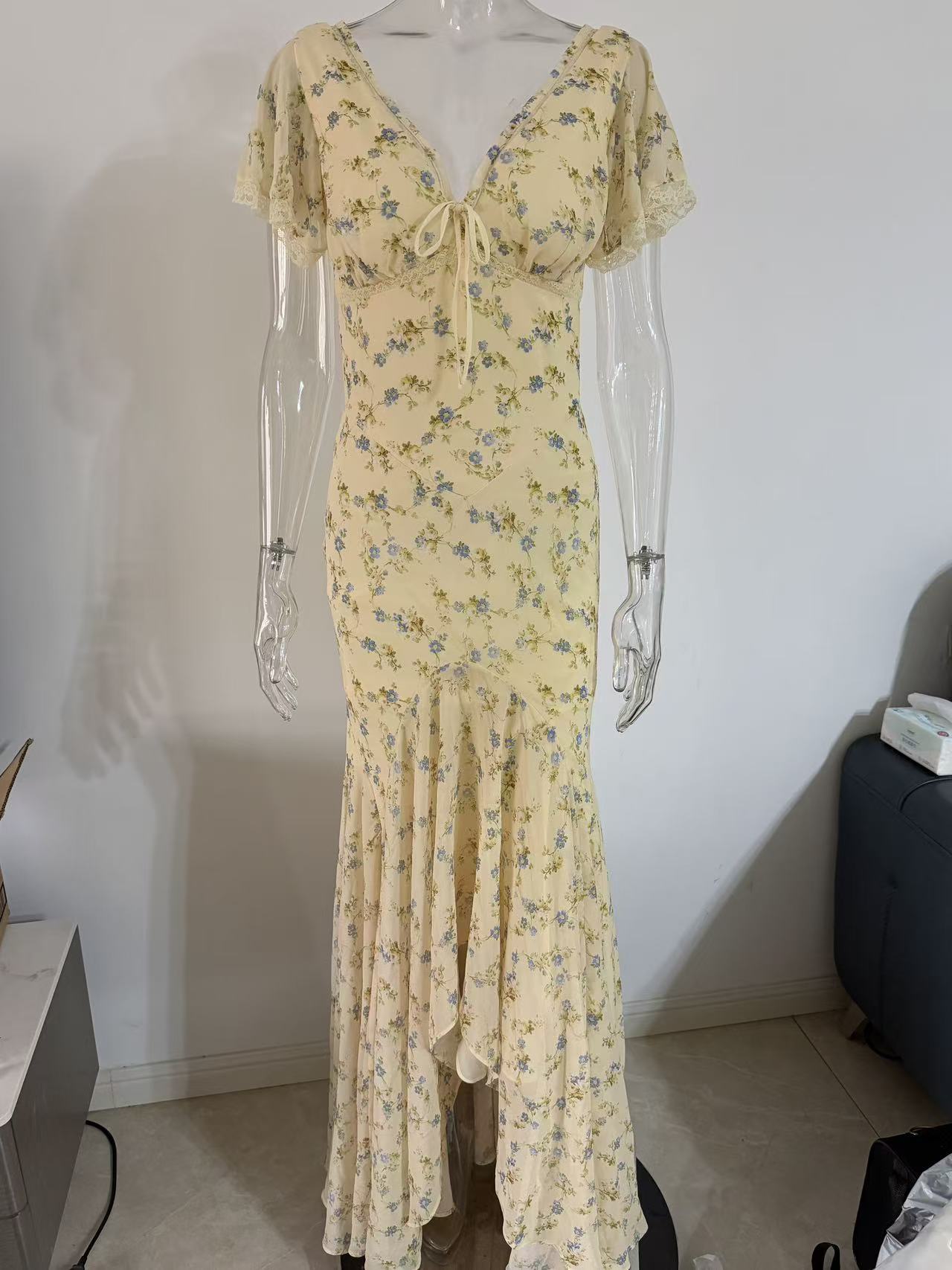 V-neck Long Flowing Maxi Dress For Women