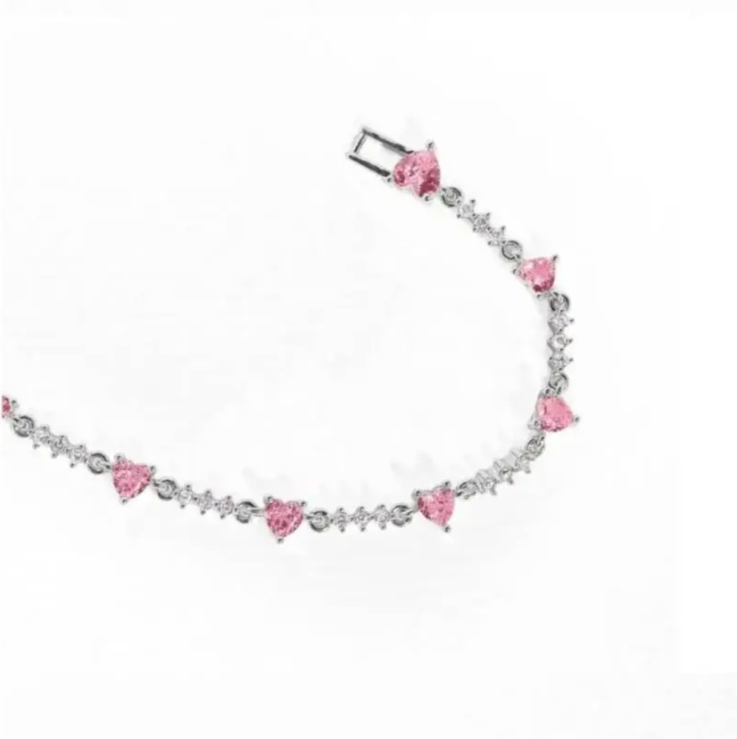 Y2K Heart Rhinestone Bracelet