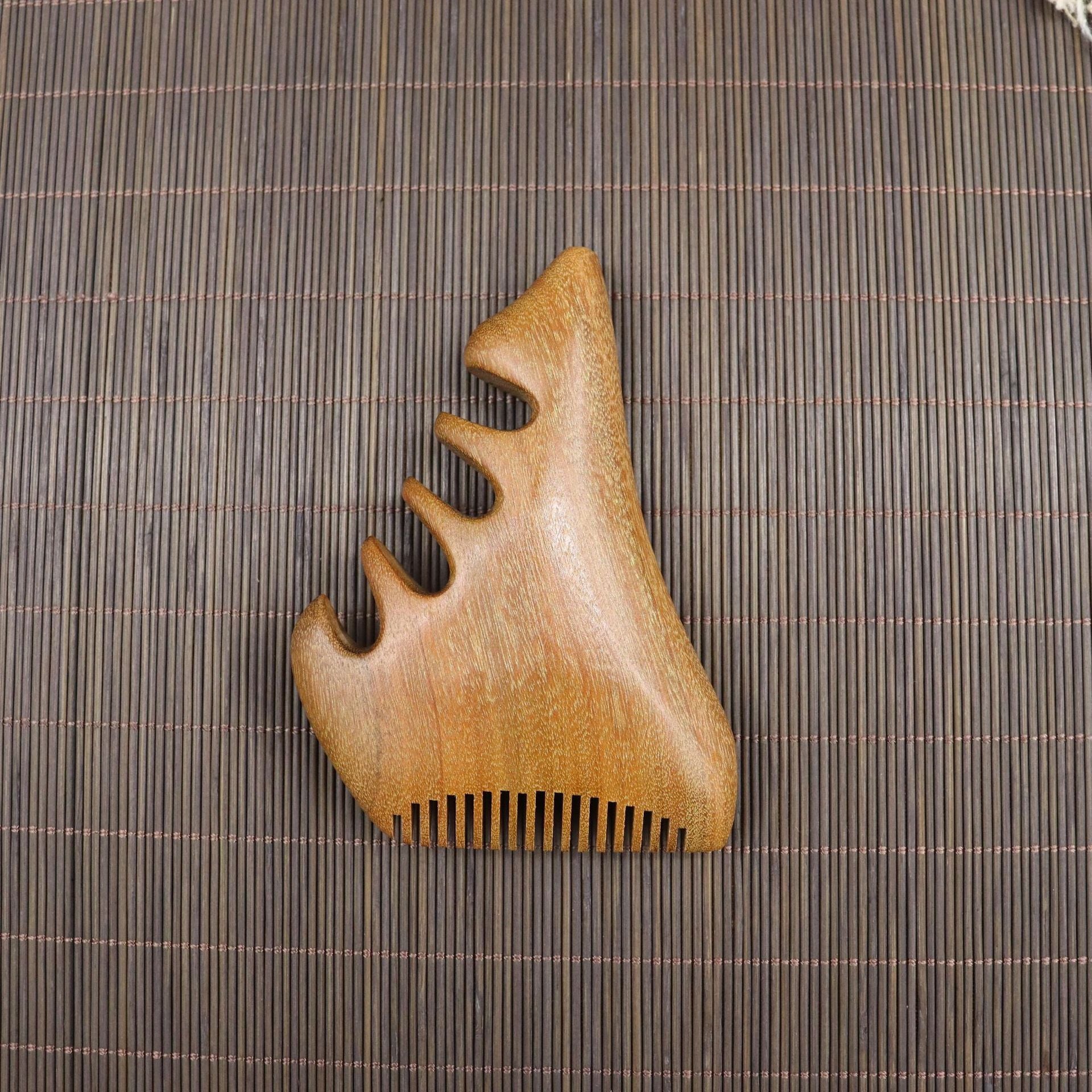 Golden Sandalwood Scalp Massager with Five Teeth