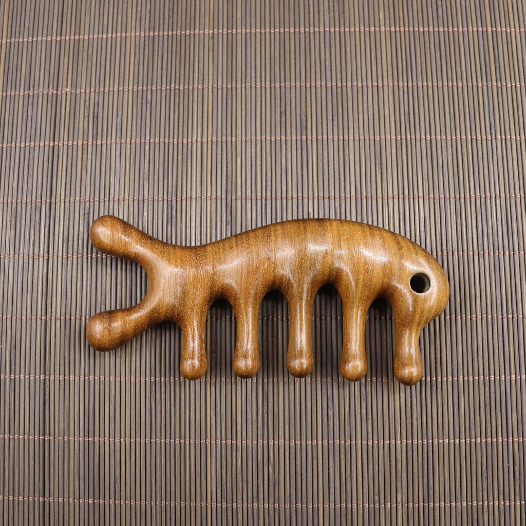 Golden Sandalwood Scalp Massager with Five Teeth