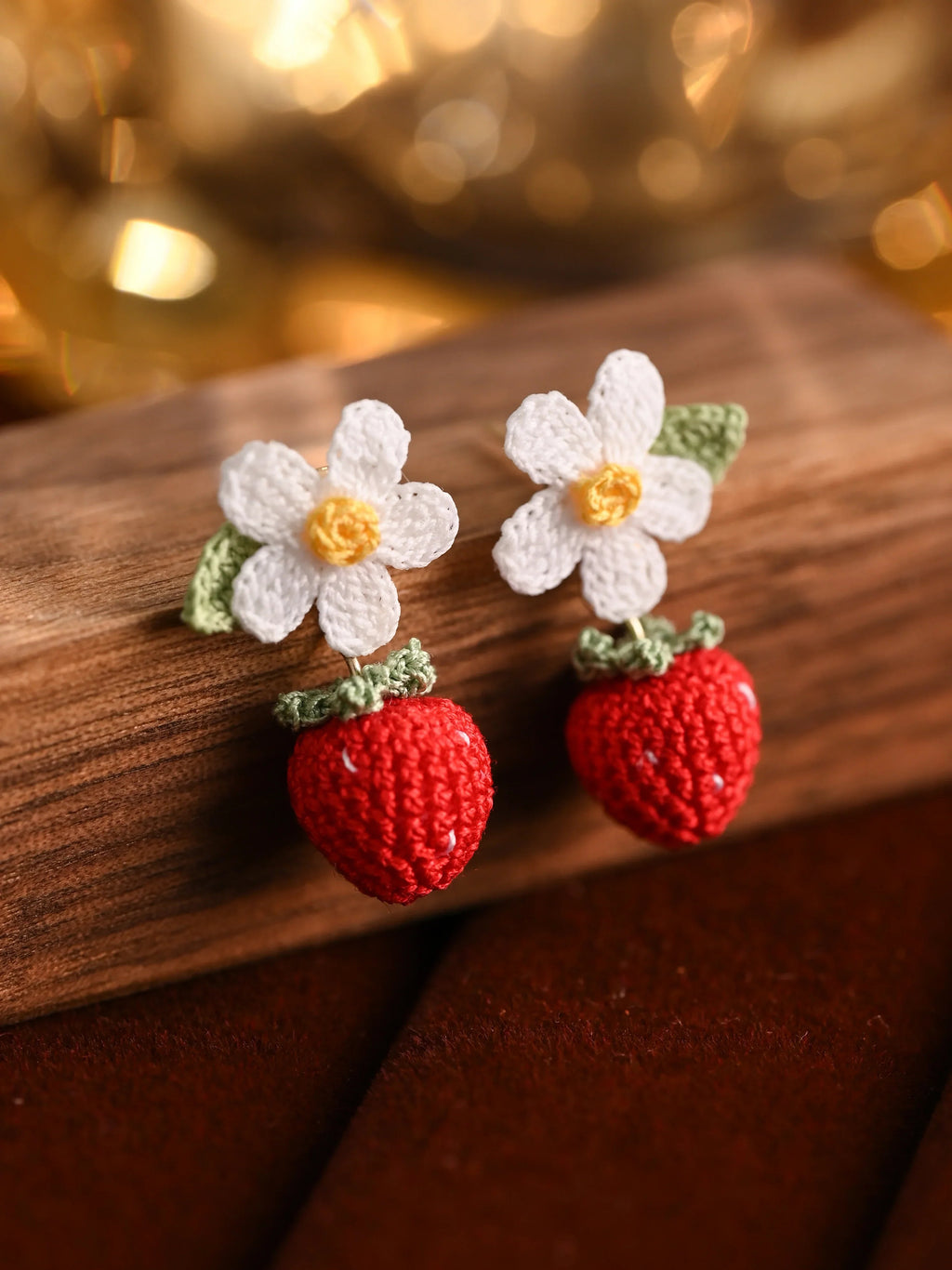Strawberry Bloom Micro Crochet Earrings
