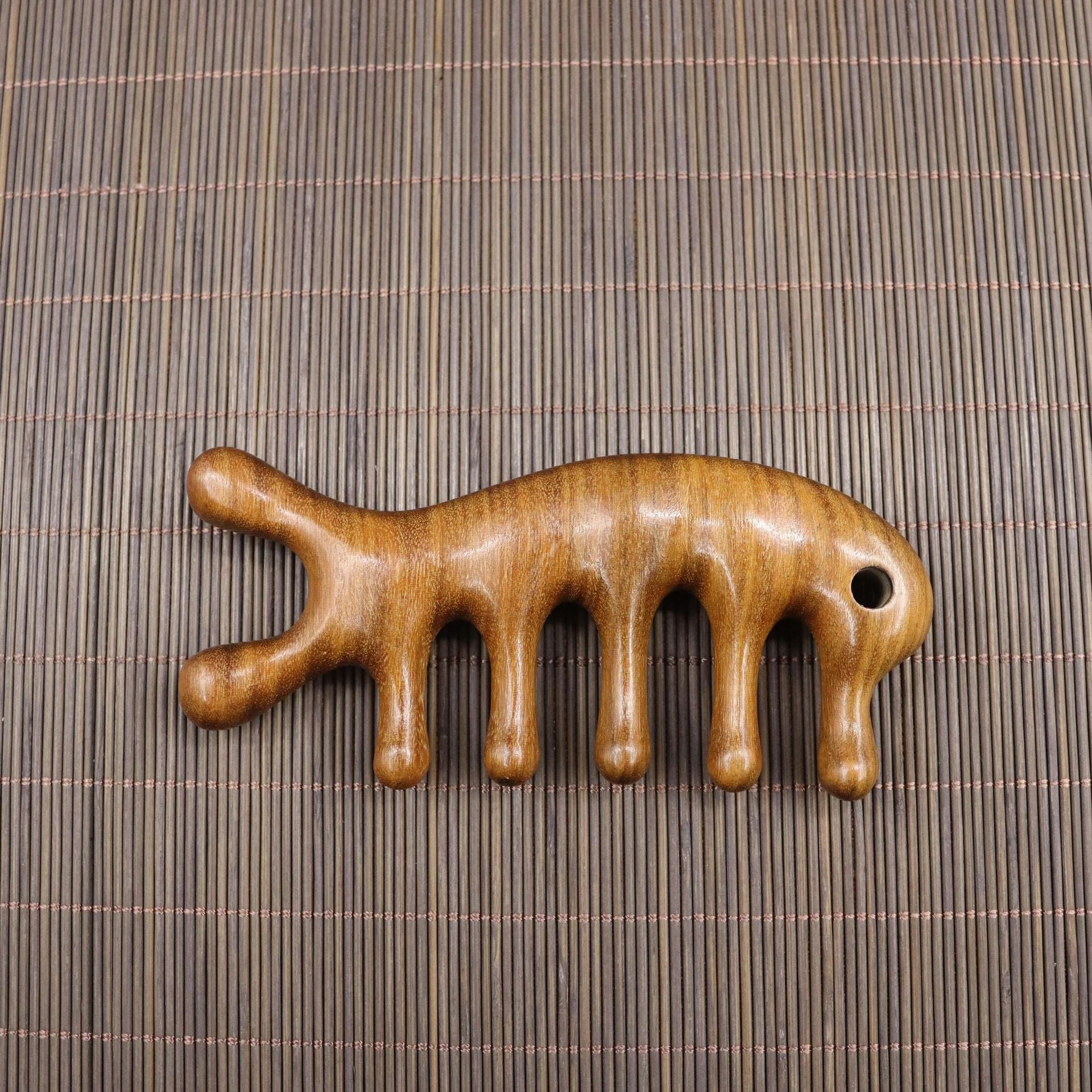 Golden Sandalwood Scalp Massager with Five Teeth