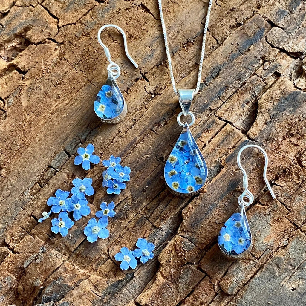 Forget-Me-Not Necklace Teardrop Pendant