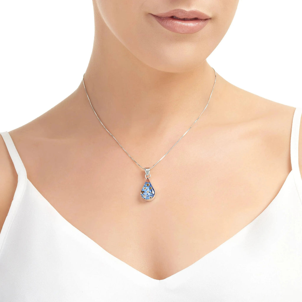 Forget-Me-Not Necklace Teardrop Pendant