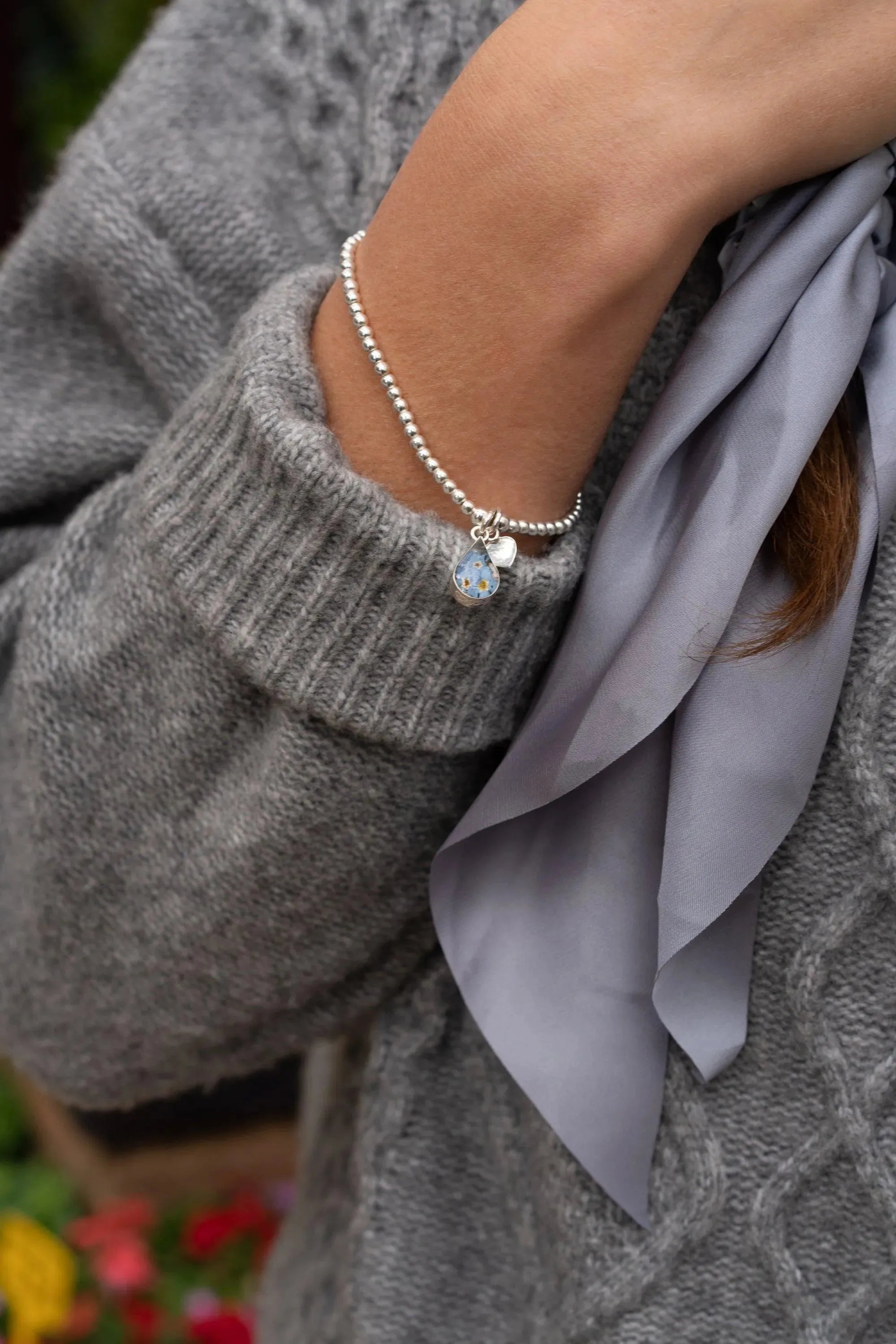 Forget-Me-Not Necklace Teardrop Pendant