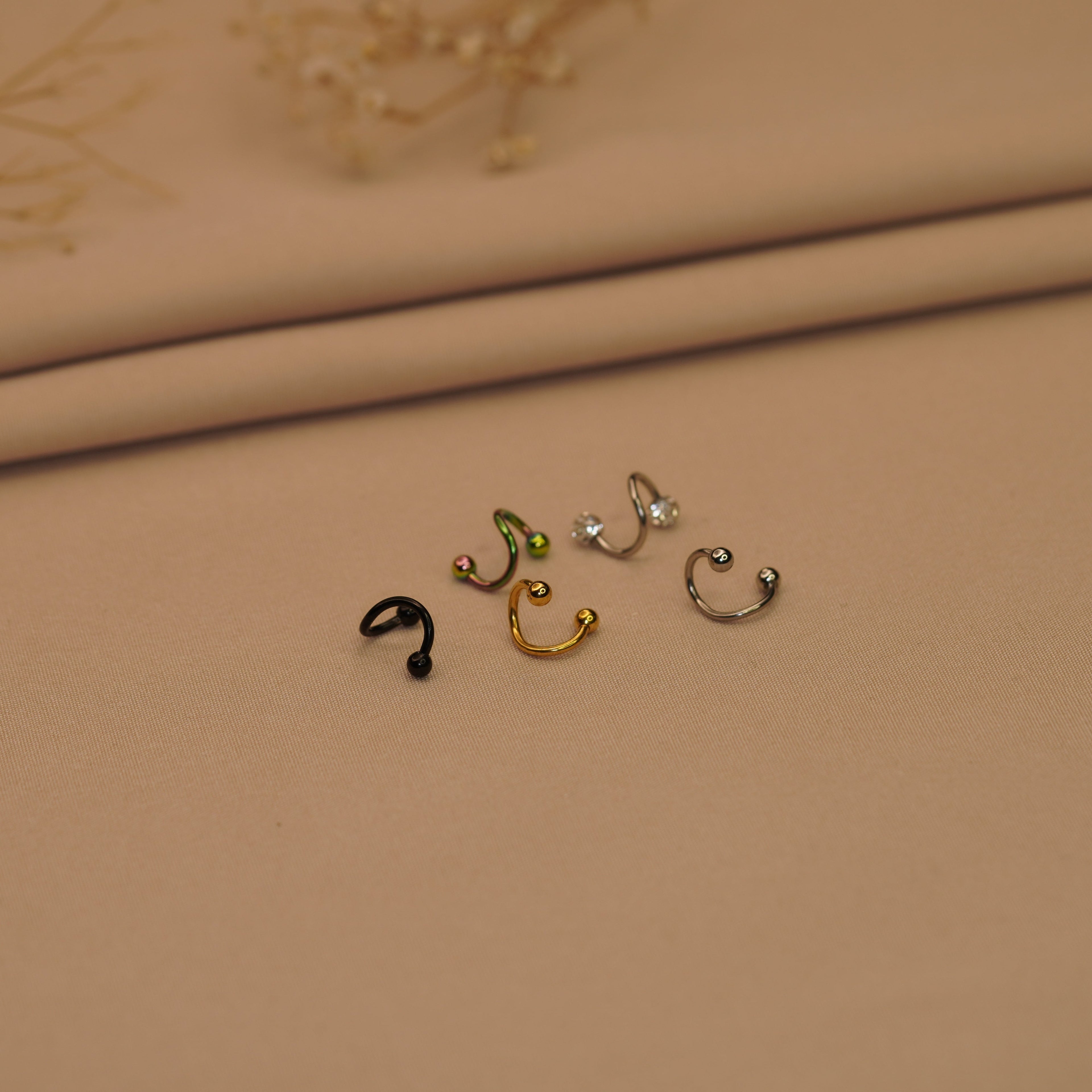 Twisted Spiral Piercing Ring, 16G, 6mm, Multiple Colours, Single