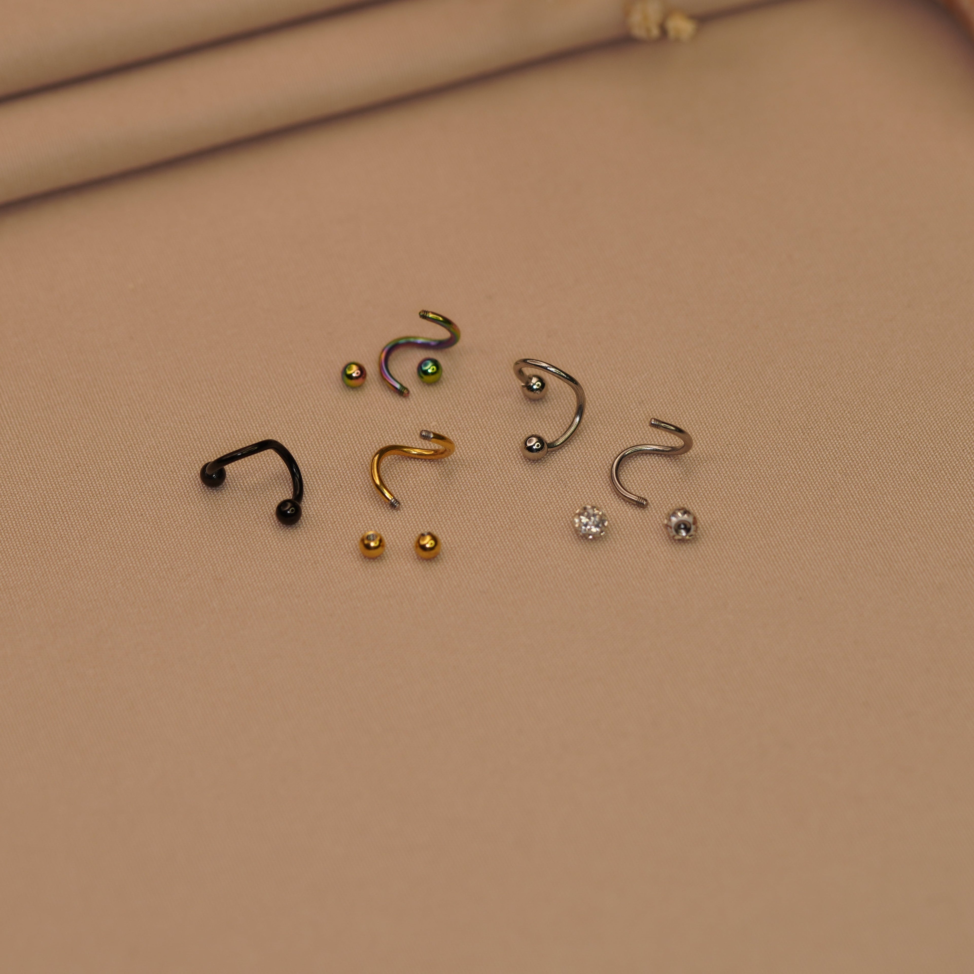 Twisted Spiral Piercing Ring, 16G, 6mm, Multiple Colours, Single