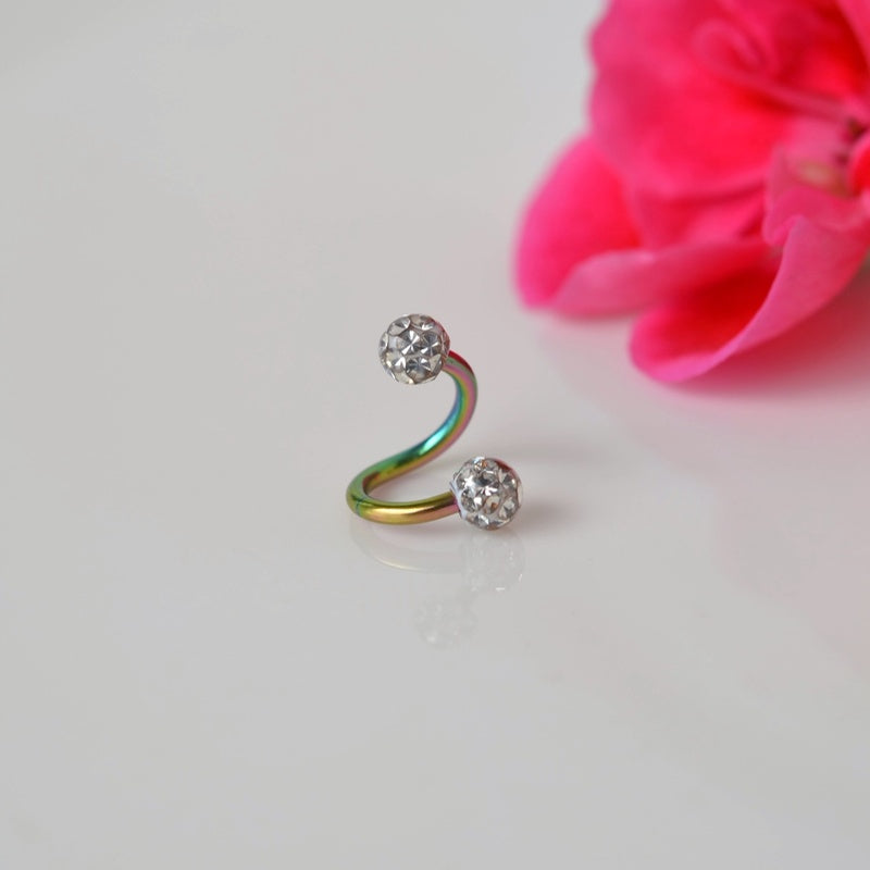 Twisted Spiral Piercing Ring, 16G, 6mm, Multiple Colours, Single