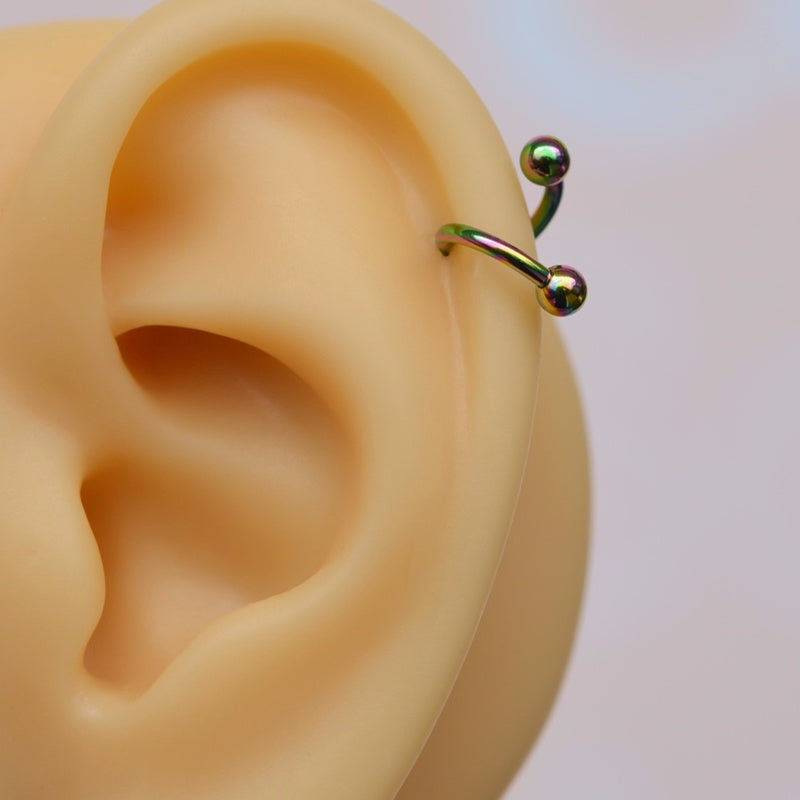Twisted Spiral Piercing Ring, 16G, 6mm, Multiple Colours, Single