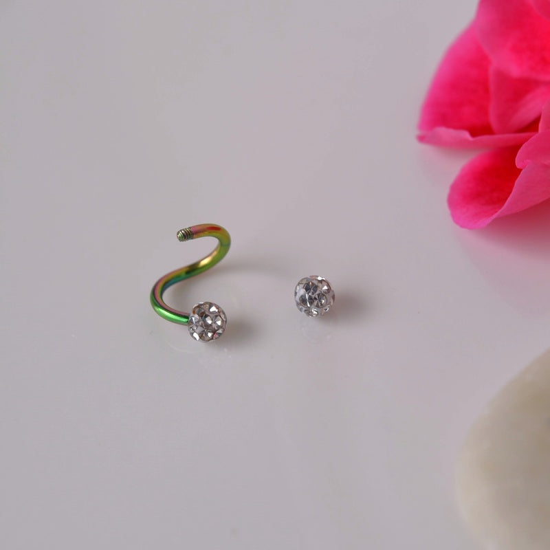 Twisted Spiral Piercing Ring, 16G, 6mm, Multiple Colours, Single