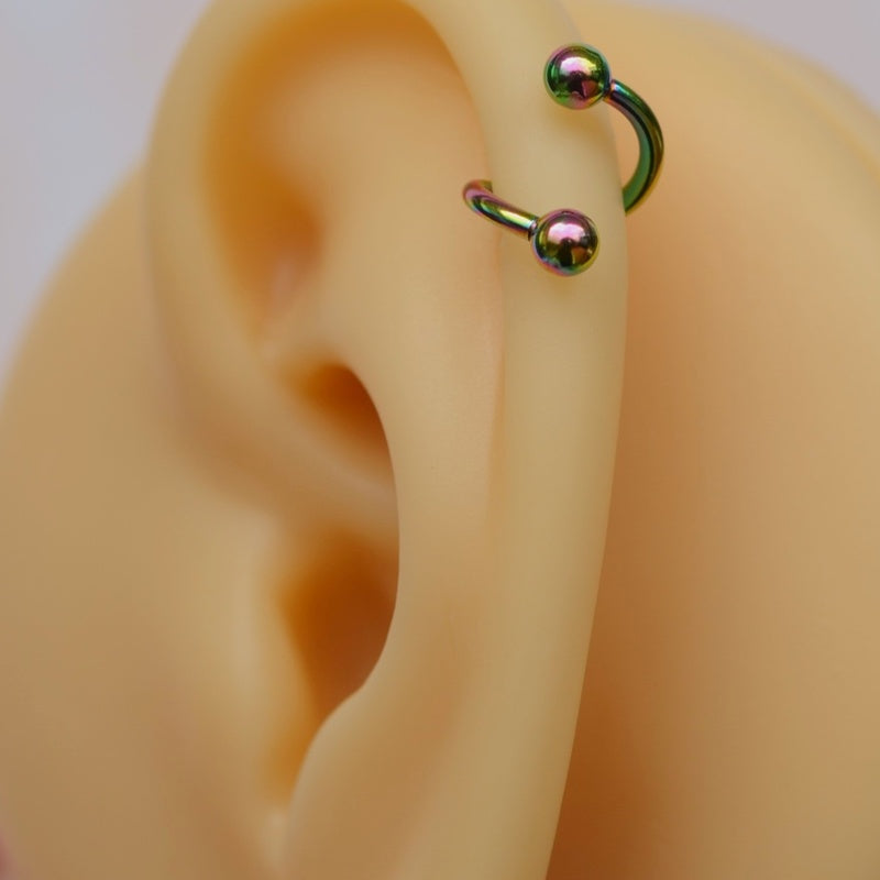 Twisted Spiral Piercing Ring, 16G, 6mm, Multiple Colours, Single