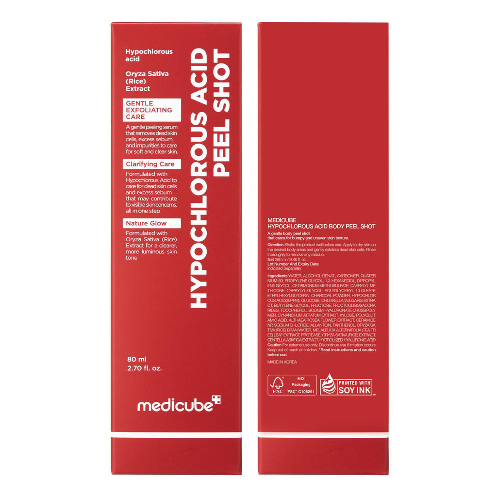 Medicube Body Peel Shot with Hypochlorous Acid | Gentle Body Exfoliating Serum for Dead Skin & Texture | Rice Extract & Panthenol | 9.46 fl oz
