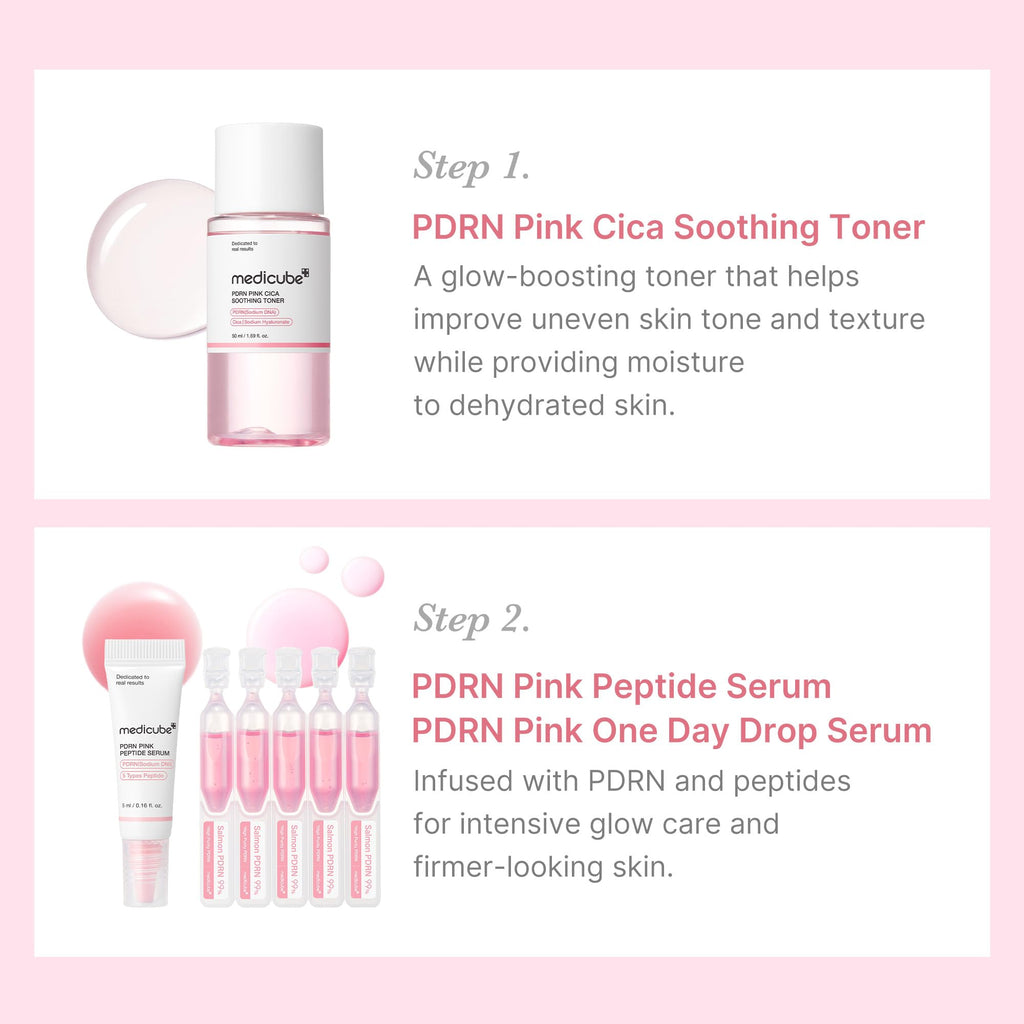 Medicube Salmon DNA PDRN Trial Kit – Glass Glow Mini Skincare Set with Toner, Serum & Sheet Mask
