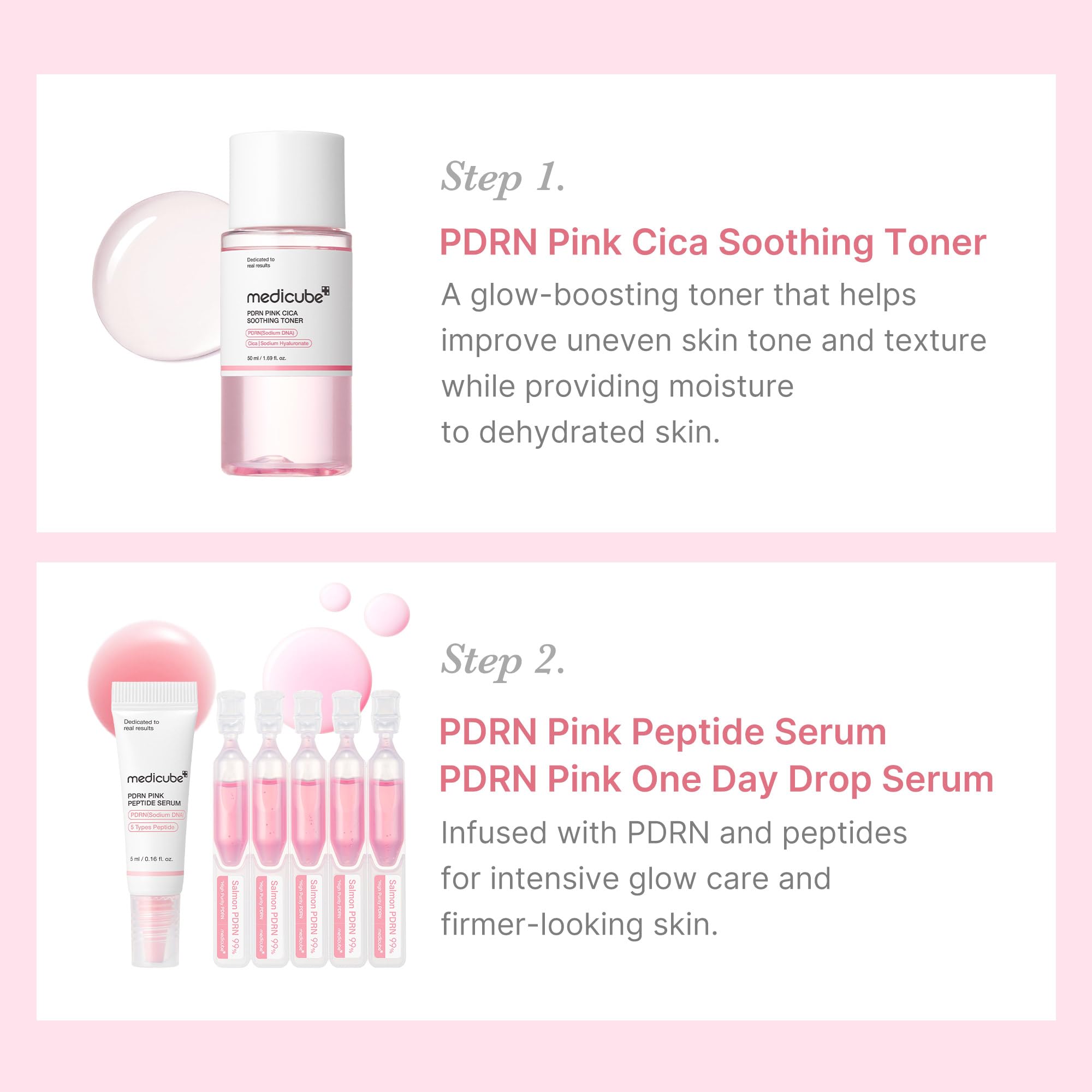 Medicube Salmon DNA PDRN Trial Kit – Glass Glow Mini Skincare Set with Toner, Serum & Sheet Mask